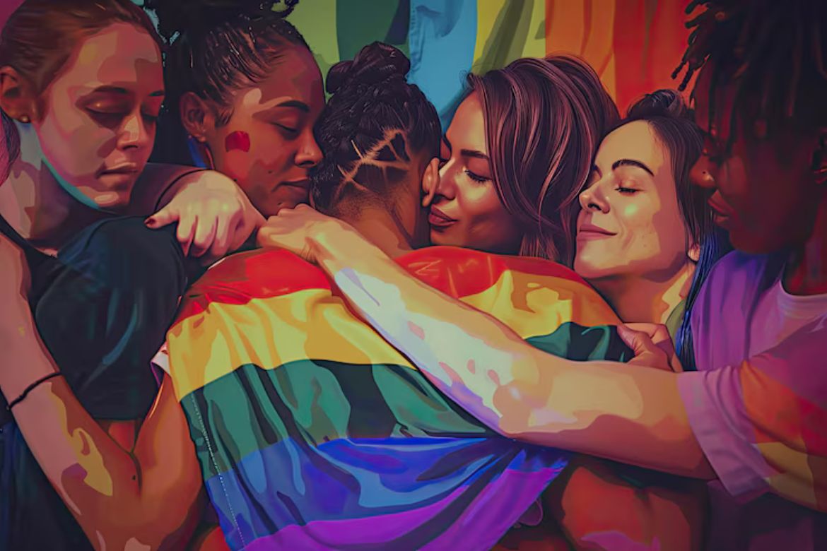 LGBTI+ community members celebrating at Pride event